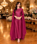 Luxury Magenta Embellished Formal Dress