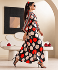Black & Red Luxury Printed Kaftan Dress