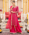 Fuchsia Pink Embroidered Festive Sharara Suit