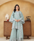 Mint Green Embroidered Pakistani 3-Piece Suit